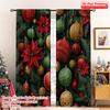 Set Of 2 Flat Printing Fashionable Christmas Curtains Decorations Pine Branch Elements Digital Printed Polyester Drapes Made