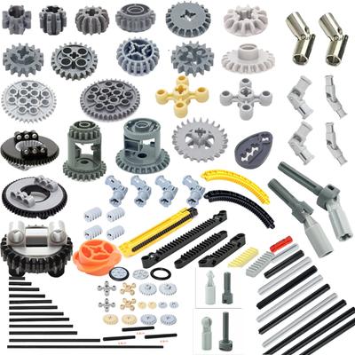 MOC Technical Gear Axle Bricks Parts Worm Rack Conector Train Car Crane Model Technical CROSS Axle Building Blocks Bricks Toys