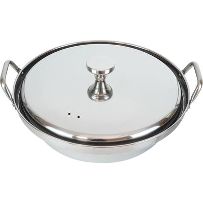 Wahei Freiz Korean Stainless Seafood Budae Jjigae with Taste Exploration Korea Pot, Steel, Pot, 24cm, IH/Gas Compatible, Pot, Pot, Lid, Edition,