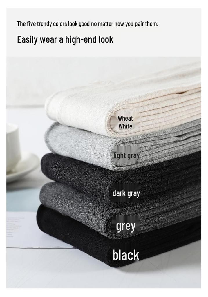 Little Ono Women's Gray Knit Slimming Base Layer Pantyhose - Spring Outerwear, Miu Style, Slim Waist.