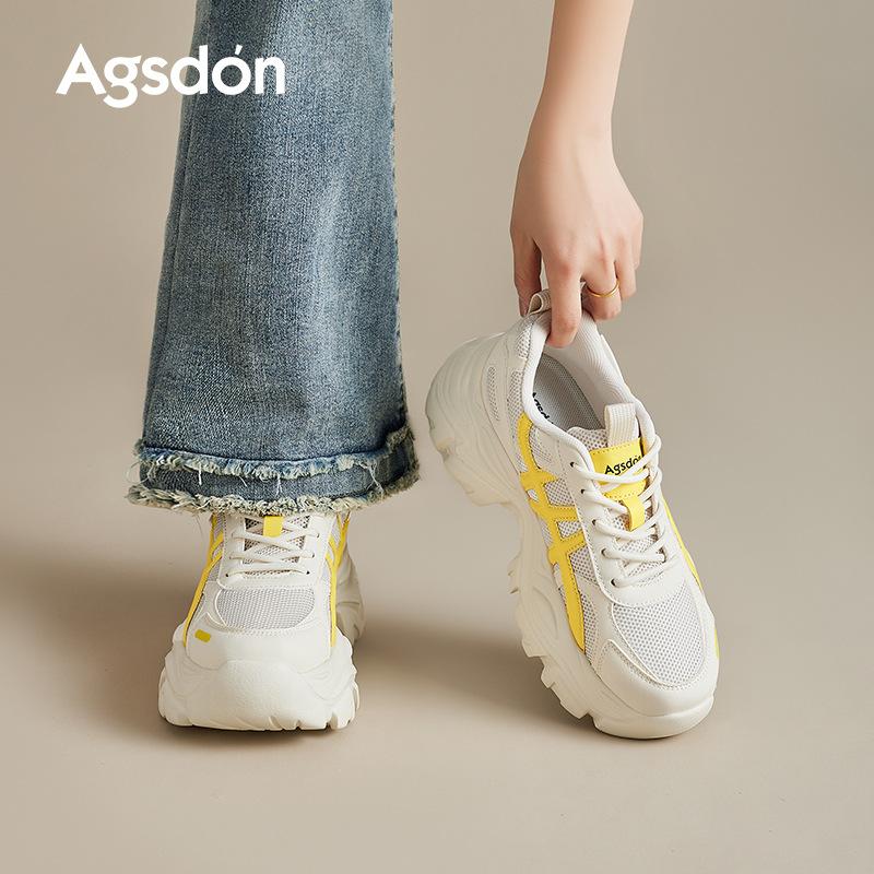 Augustine Platform Dad Shoes Women's 2025 New Summer Fashion Mesh Small Casual Little White Sports Shoes