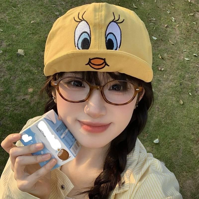 Yellow Tweetybird Duck Sun Hat For Girls Soft Cotton Cap For Spring Outdoor
