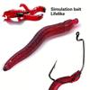 Lifelike Soft Red Worm Earthworm Fishing Lure 35mm Silicone Artificial Bait with Fishy Smell Shrimp Additive for Bass Carp