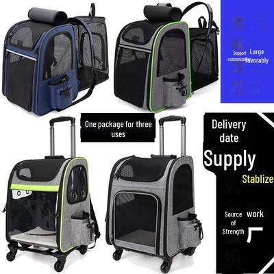 Foldable Trolley Pet Backpack: Expandable, Portable, Large Capacity for Cats & Dogs