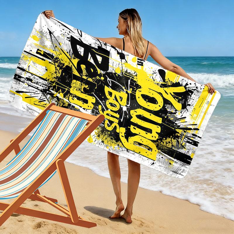 YB Print Beach Towel, Large Soft Quick Dry Towel for Beach Camping Swimming