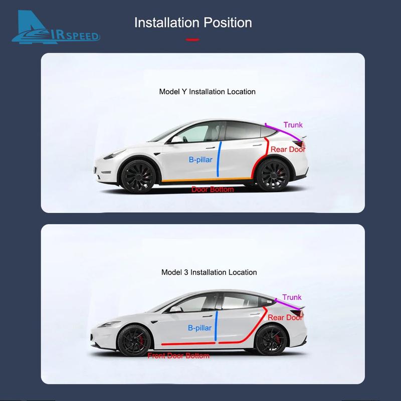 Door Seal Soundproof Kit For Tesla Model Y   -2024 Model 3 - Wind Noise Kit Front Trunk Strip Sealing Set