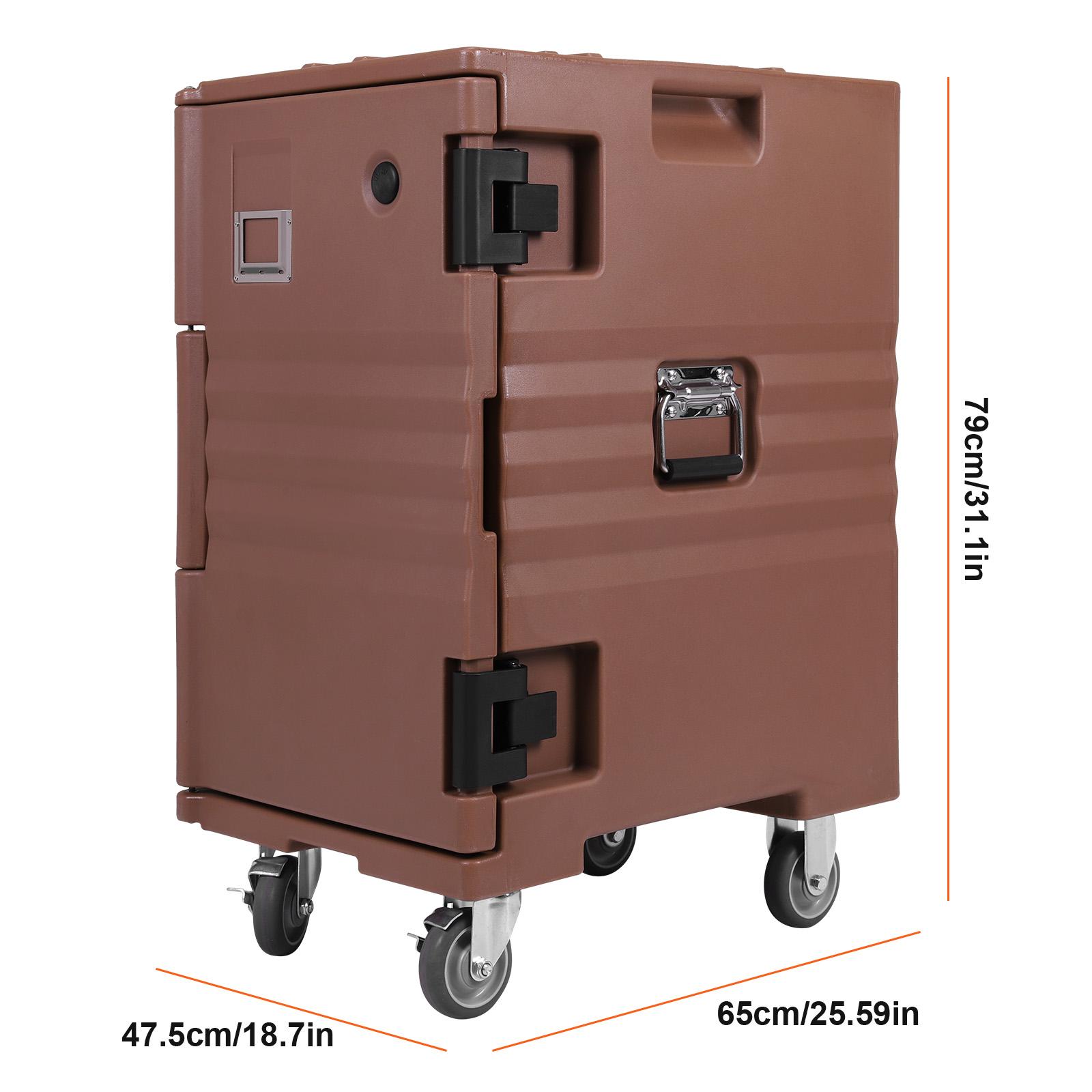 

Front Loading Insulated Food Pan Carrier Keep Cold Warm with Wheels Handles for Restaurant Canteen Catering Party Transportation