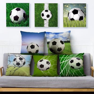 Cartoon Football Print Pillowcase Square Cushion Cover Peach Skin Pillowcase Sofa Home Decor Cushion Cover