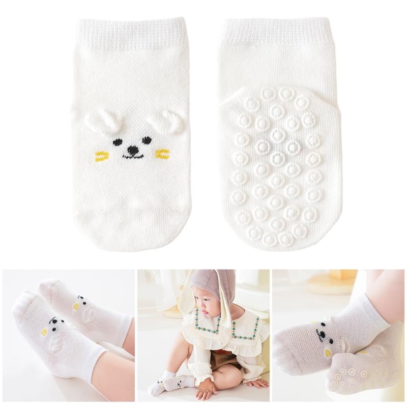 Baumwoll Socken mit Anti-Rutsch-Sohle für Mädchen Jungen Atmungsaktive Knöchelsocken Hohe Elastische Grip Socken Baby Knöchelsocken