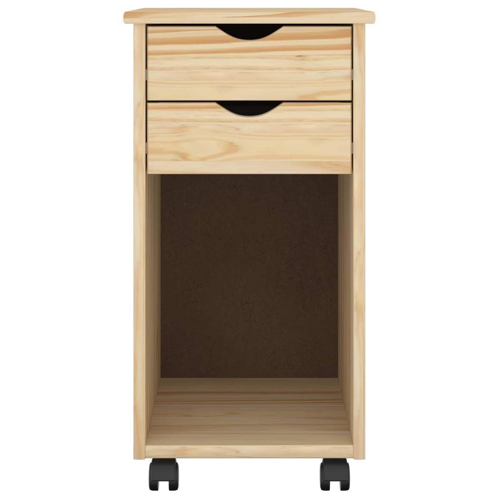 Rolling Cabinet Brown 34 x 39 x 65.5 cm Solid Pine Wood