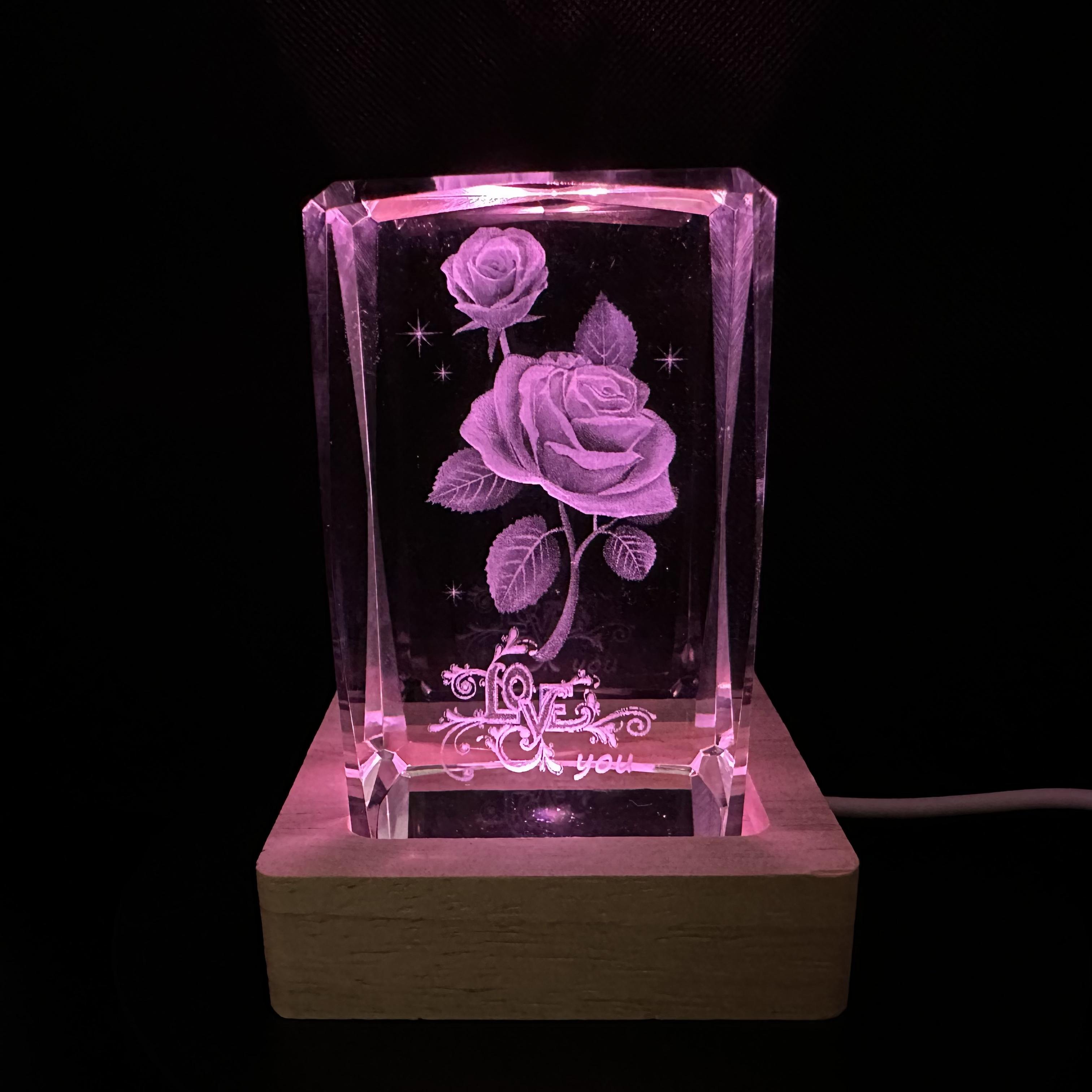 

Couple gift crystal LED night light strip base, glass decorative gift, suitable for bedroom, living room, birthday and Mother s Love Gift