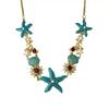 Summer Blue Starfish Shell Necklace, Seaside Vacation Atmosphere Photo Clavicle Accessory