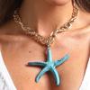 N11181 Fashion Color Resin Starfish Pendant Necklace Seaside Holiday Ocean Series Aluminum Chain Necklace