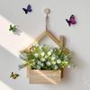 Wall Hanging Artificial Flower Pot for Living Room TV Background with Greenery Planter.