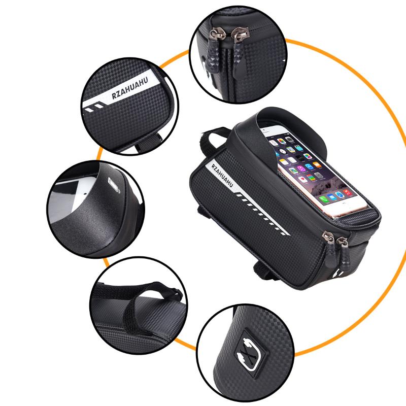 Bicycle Front Beam Bag Front Tube Cycling Bag Bicycle Waterproof Phone Case Holder Touchscreen Waterproof Bag Accessories