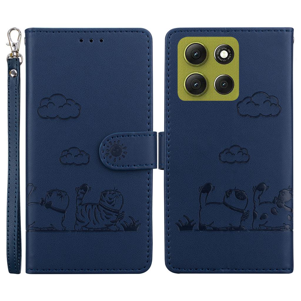 For Motorola Moto G86 5G Case RFID Blocking Kitten Pattern TPU+PU Leather Phone Cover with Wrist Strap