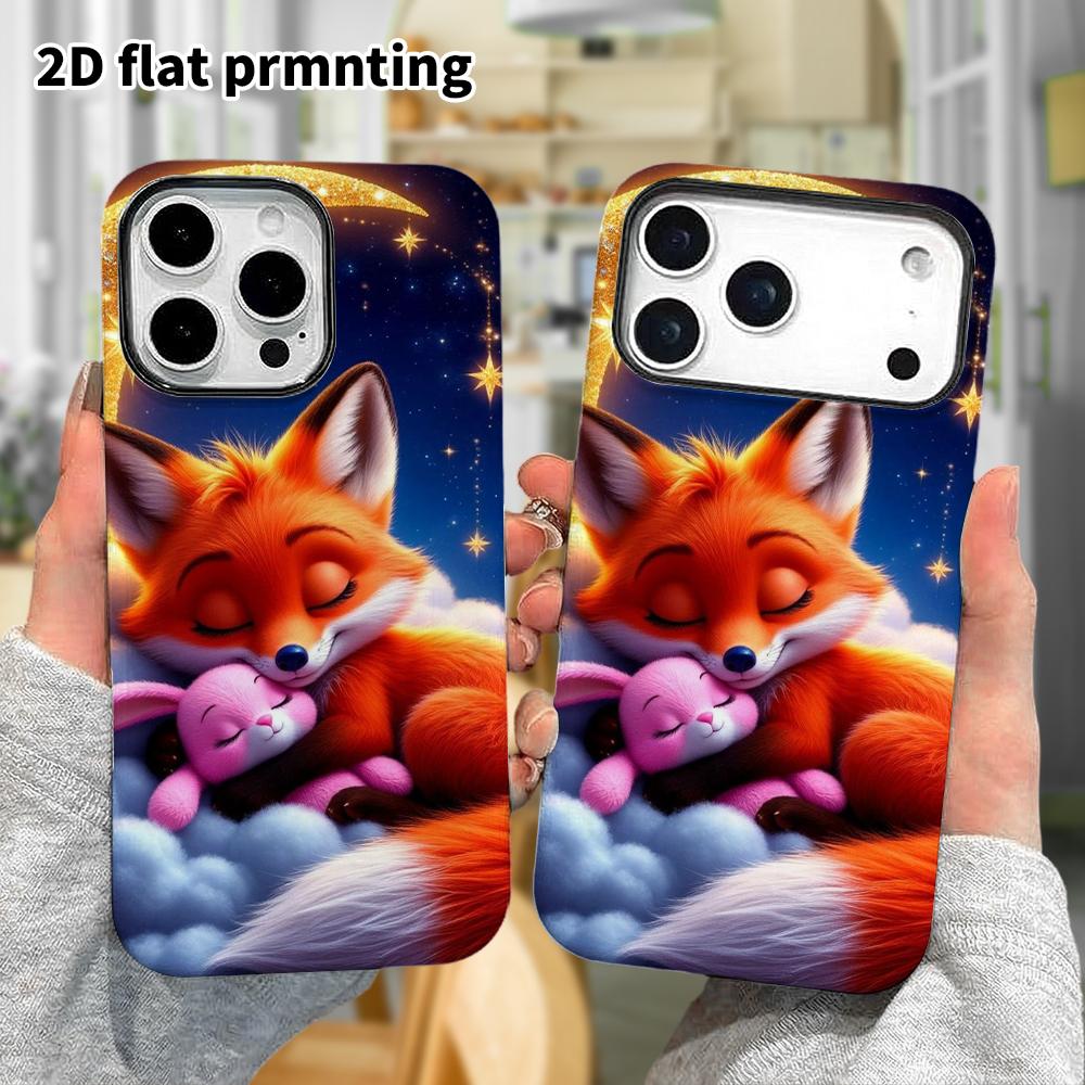 Phone Case: 2D Flat Design Suitable for iPhone 18, 17, 16, 15, 14, 13 Pro Film Protection Case, Couple Style, Sleeping Little Fox, Christmas and Hallo