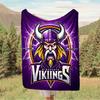 1pc Vikings, Minnesota, Helmet Digital Printed Flannel Blanket, Super Soft Plush Fleece Bed Cover, Multipurpose Four Season Blanket for Sofa