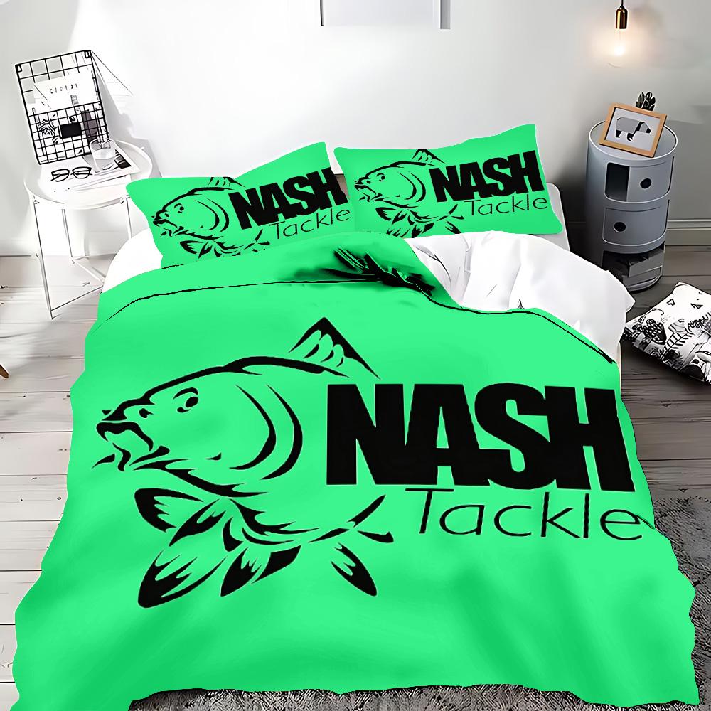 Nash Fishing Logo Bettbezug Kissenbezug Bettwäscheset Erwachsener Junge Mädchen Schlafzimmer Dekoration Kinder Geschenk Einzel Doppel Große Größe