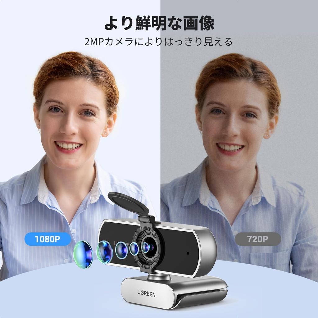 UGREEN FineCam Lite Webcam 2MP Angle Silver 1080P@30Hz 85° Ultra-Wide