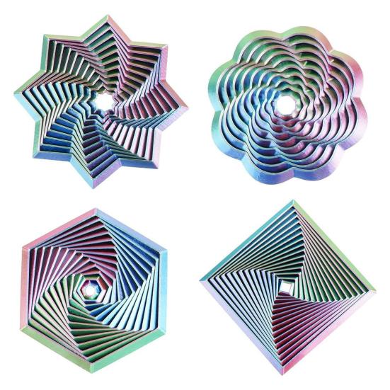 4Pcs 3D Printed Fractal Fidget Hexagon Stress Anxiety Relief Expanded Fidget Octangle Star Flower Square Sensory Toy Decompression Toy
