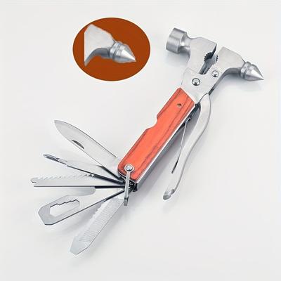 1 martillo de seguridad multifuncional de acero inoxidable, martillo salvavidas con rompeventanas, suministros de emergencia para acampar al aire libre