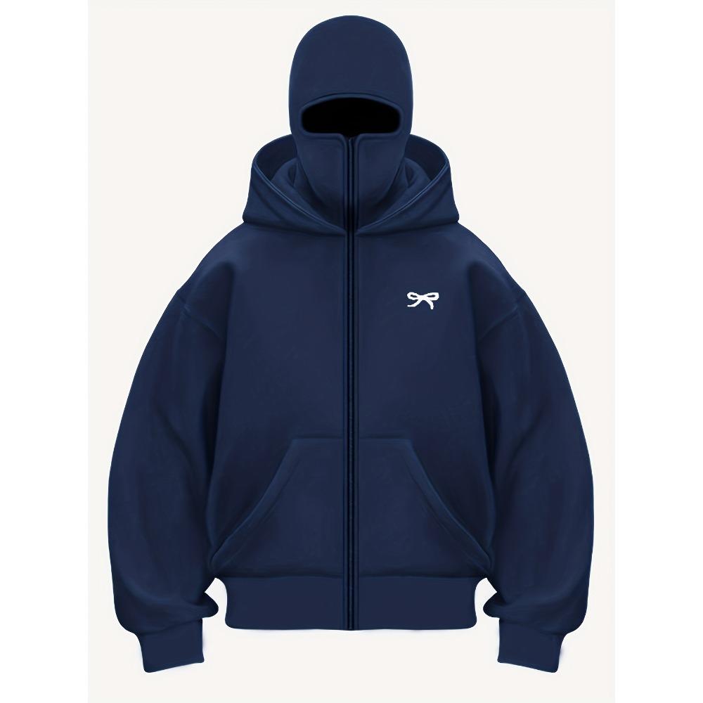 European and American New Printed Double Hat Hooded Sweatshirt, Masked Sweatshirt, Men's and Women's Zipper Style Casual Jacket