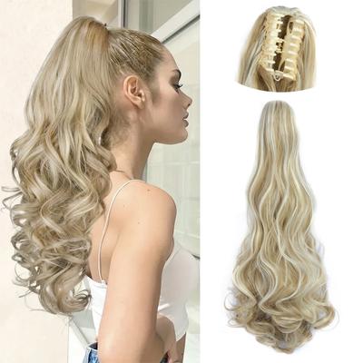 Extension per capelli sintetici lunghi ricci ondulati con coda di cavallo, clip a forma di artiglio, eleganti per le donne, accessori per capelli da usare tutti i giorni