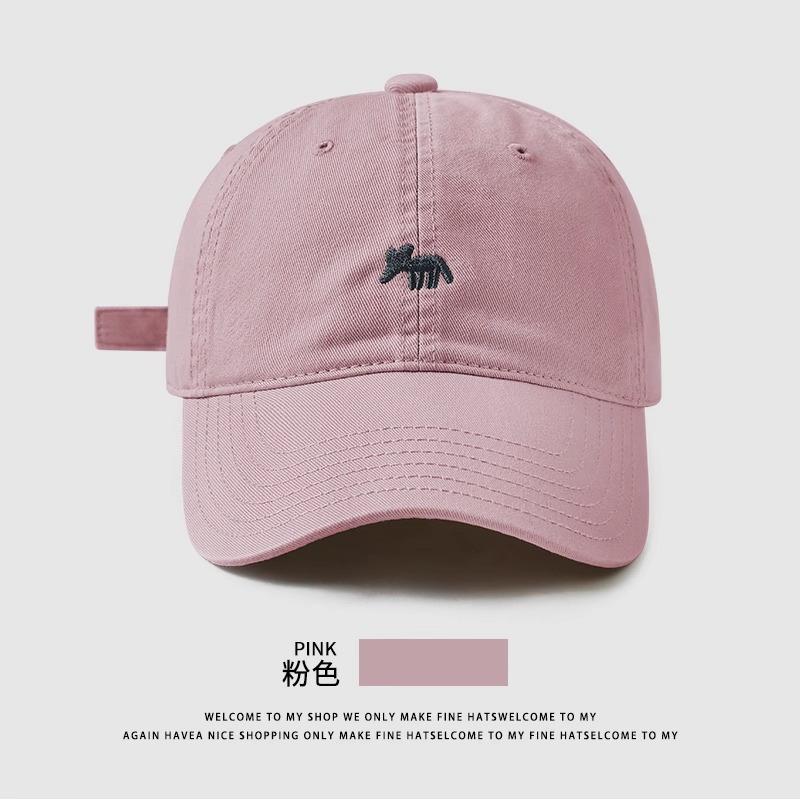 2025 New Embroidered Little Fox Baseball Cap Sports Men and Women Deepen Wide Brim Show Face Small Cap Shade Breathable