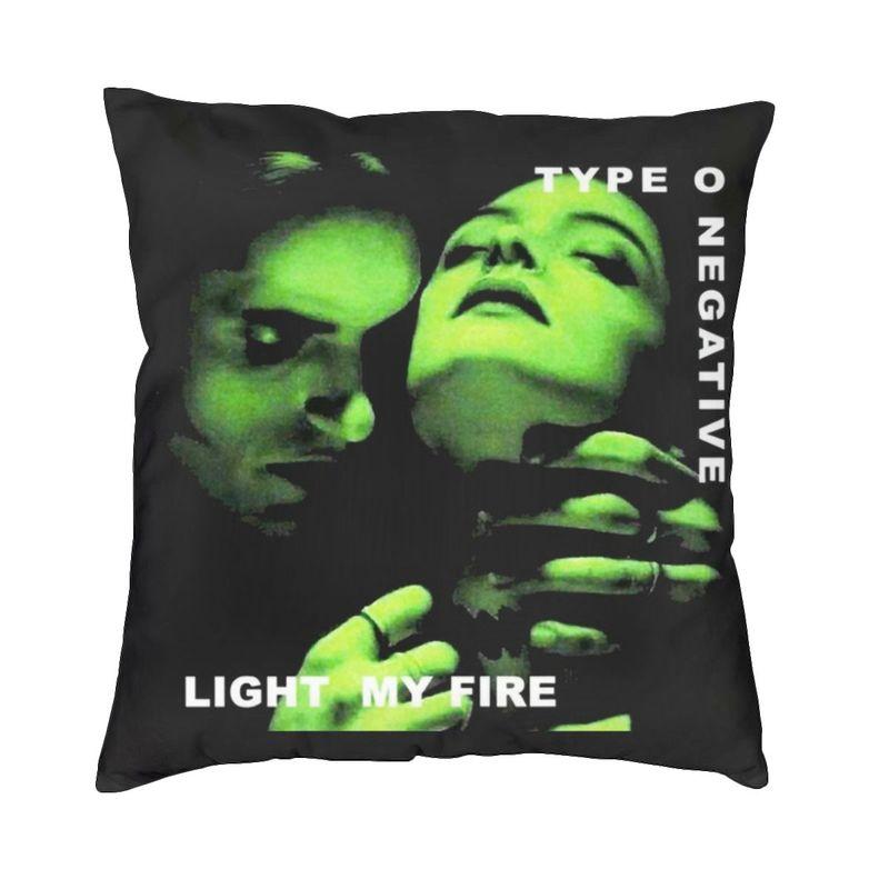 O Type Negative Square Pillow Case Home Decorative Heavy Metal Rock Band Logo Cushions Throw Pillow Sofa Doublesided Printing