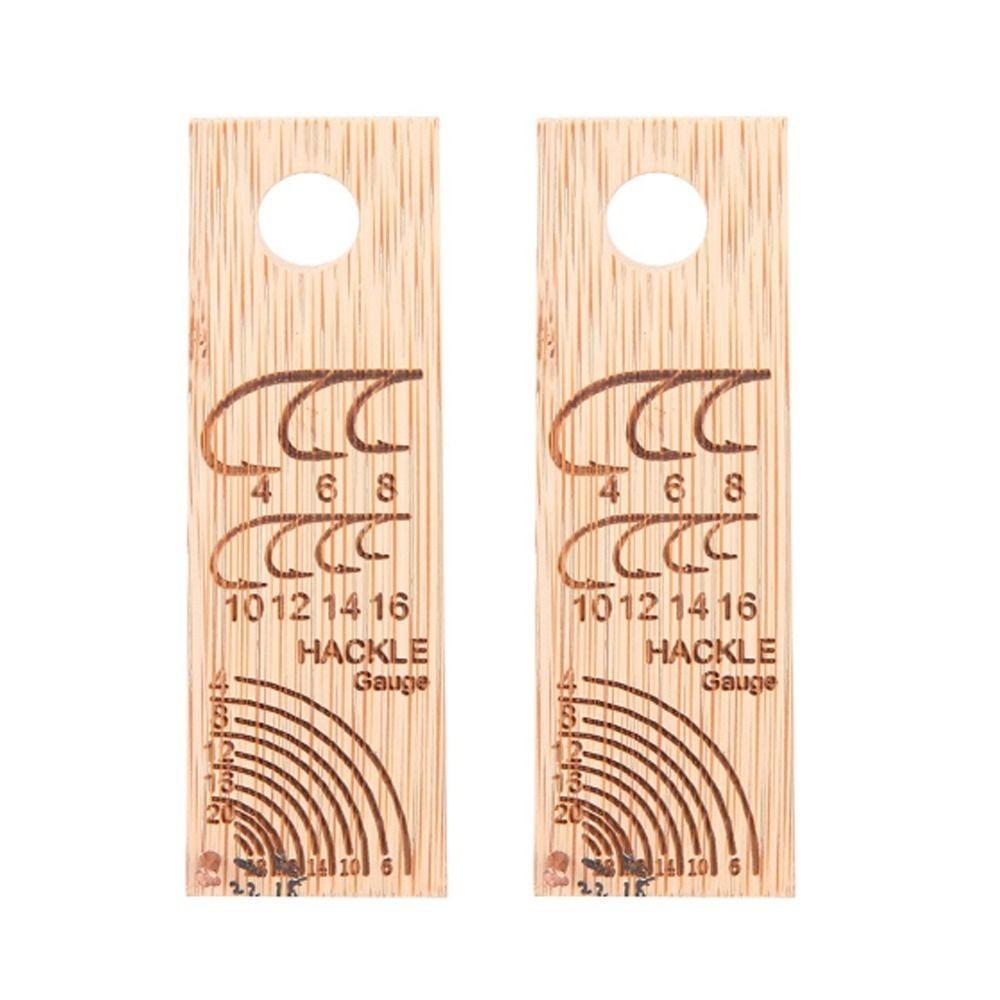 2PCS Portable Wooden Fish Hook Measuring Ruler Lightweight 76*25mm Fishing Gauge Ruler Fish Hook Contrast Ruler Fish Fly Tying