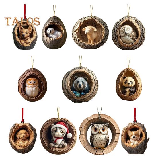 Weihnachtsschmuck mit Tiermotiv, 2D-Acryl, Cartoon-Waldtier, Weihnachtsbaum-Hängedekoration für die Feiertage und zu Hause