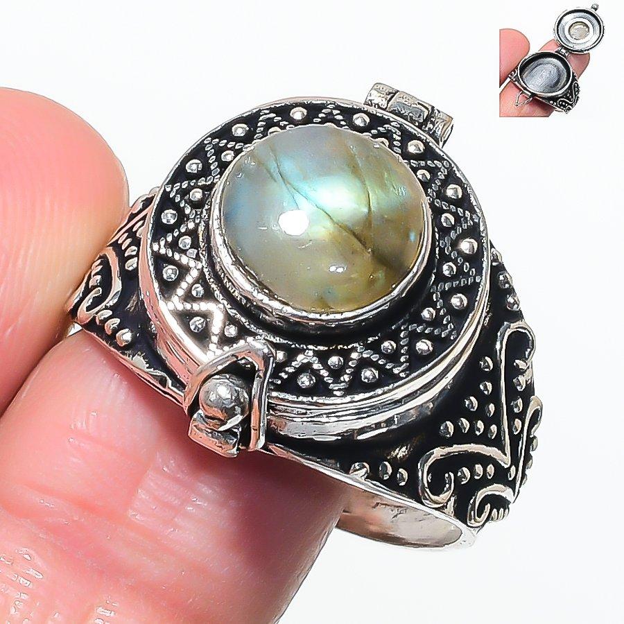 Natural Labradorite Gemstone 925 Sterling Silver Jewelry Ring Size 10 AR-17589