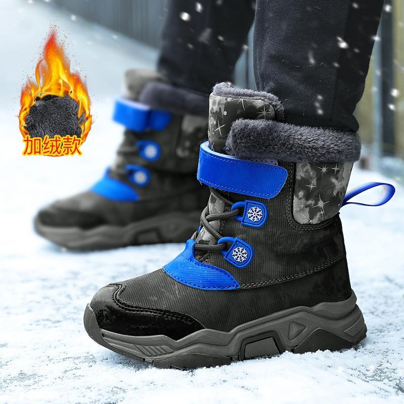 Girls Snow Boots Winter Velvet Thickened Warm Baby Northeast Large Cotton Shoes Children Snow Cotton Boys High Top Shoes