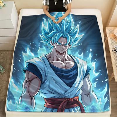 Dragon Ball Goku Pattern Flannel Blanket, High Quality Comfortable for All Seasons, Home Decor, Warmth and Comfort, Perfect for Gifts.