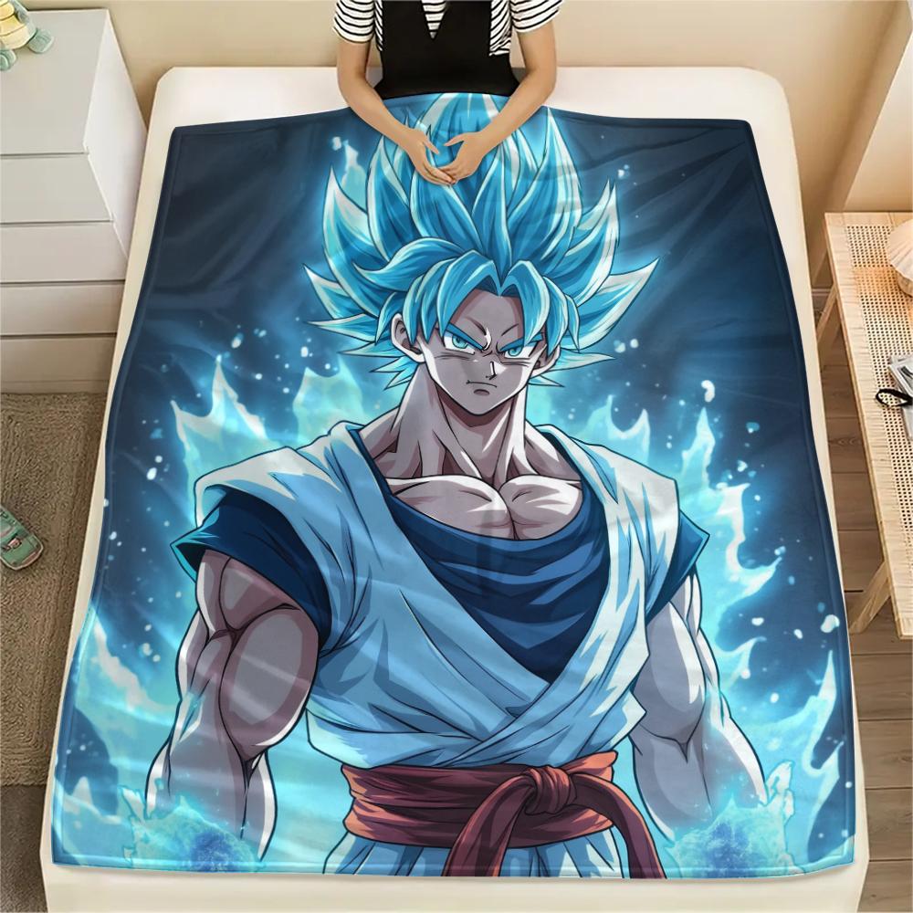 Dragon Ball Goku Pattern Flannel Blanket, High Quality Comfortable for All Seasons, Home Decor, Warmth and Comfort, Perfect for Gifts.