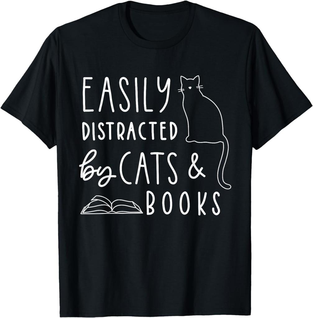 Student Cotton T-shirt Cat Lover_ Cats And Books_ Book Lover_ Reading Lover_ Cat Gift Unisex T-Shirt