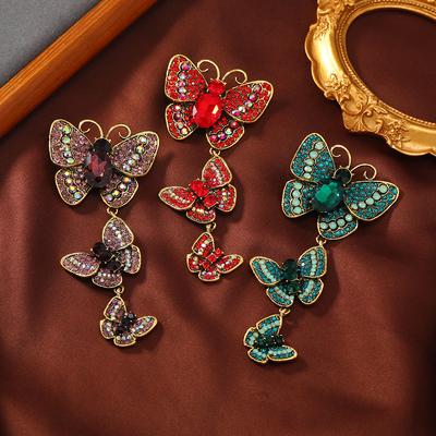 Exquisite Damen Klassische Schmetterling Kristall Broschen Pins Glänzender Strass Insekt Anstecknadeln Abzeichen Party Bankett Accessoires Geschenk