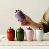 Glossy Solid Color Ceramic Tea Pot with Wooden Knob Cover Sealed Storage Pot for Tea Coffee Kitchen Coffee Table Decoration