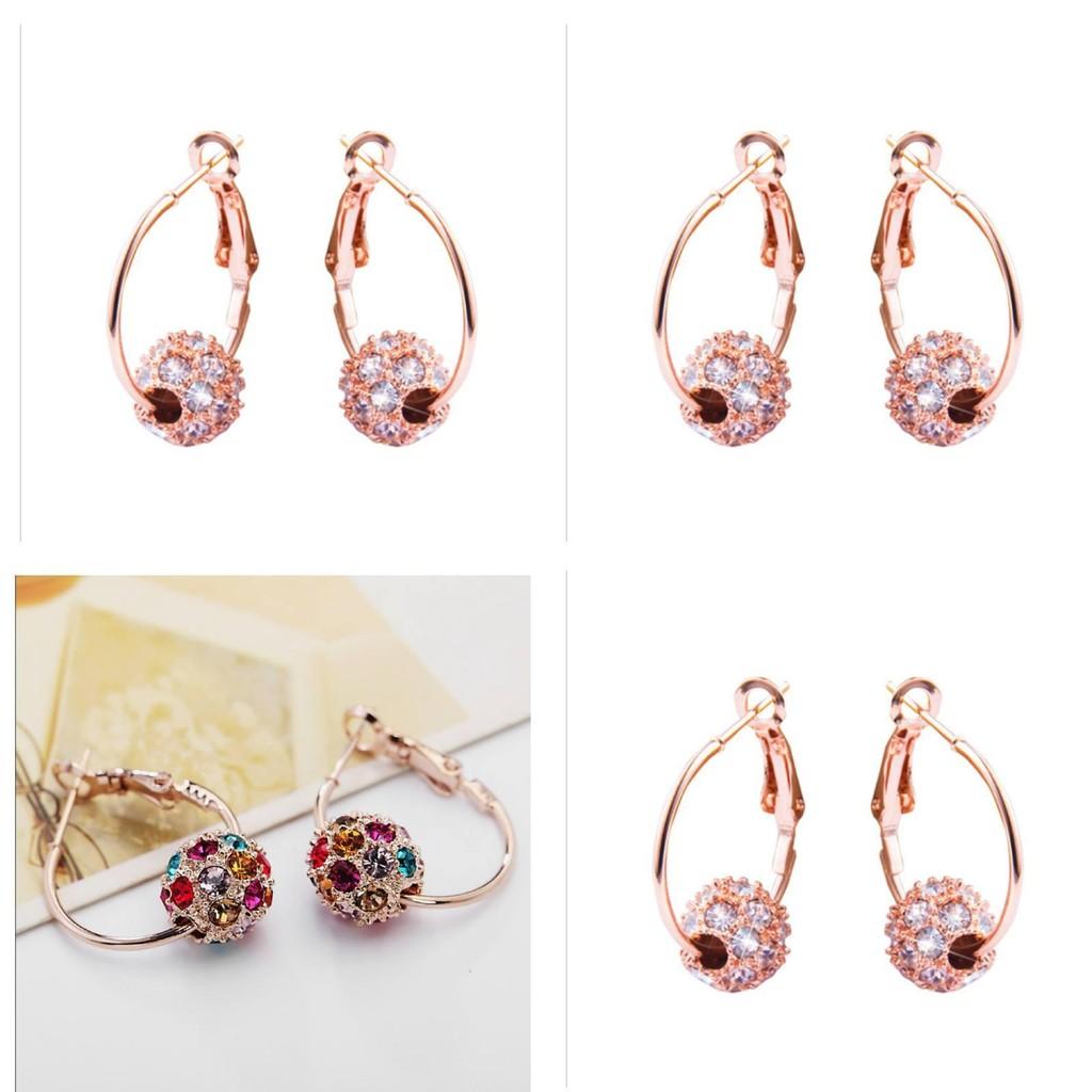 Korean Style Alloy Lucky Ball Crystal Earrings Women's Fashion Jewelry