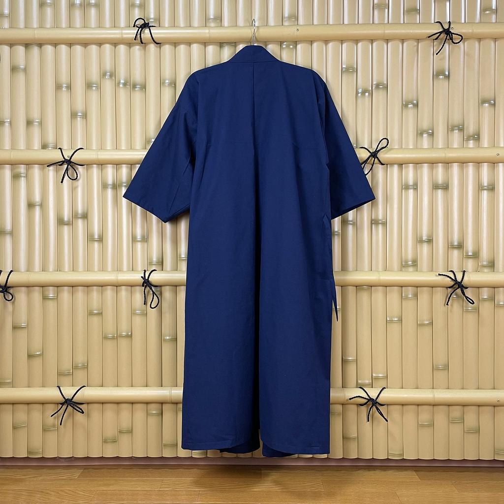 [momoten] [Amazon Exclusive Brand] Original Mizuyagi Kimono (Workwear, Samue, Haori, Bathrobe, Apron) Navy, 120cm Long