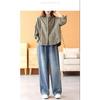 Plus Size Women's Casual Wide-Leg Velvet Denim Pants for Autumn and Winter