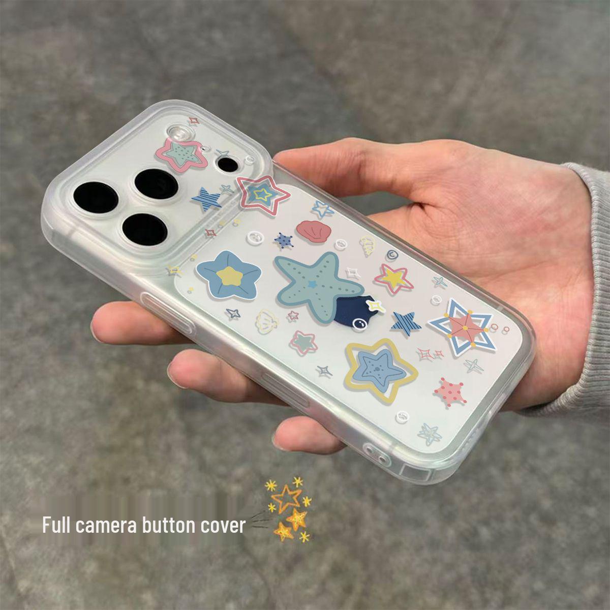 

Transparent Starry Button Phone Case for Apple 17/16/15/14 Advanced Apple 17 Pro