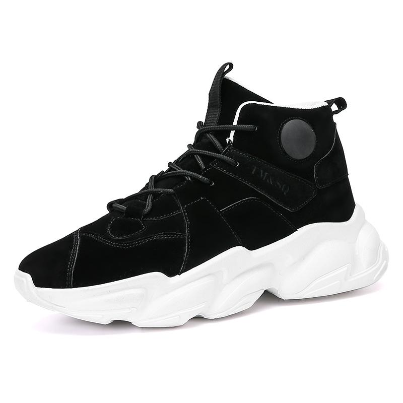 New high-top cotton shoes, autumn and winter cotton-added warm fashion casual platform shoes lace-up trend single shoes men