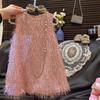 Rochie de vară prințesă pentru fete cu franjuri și decolteu rotund - Rochie pentru petrecerea de ziua de naștere