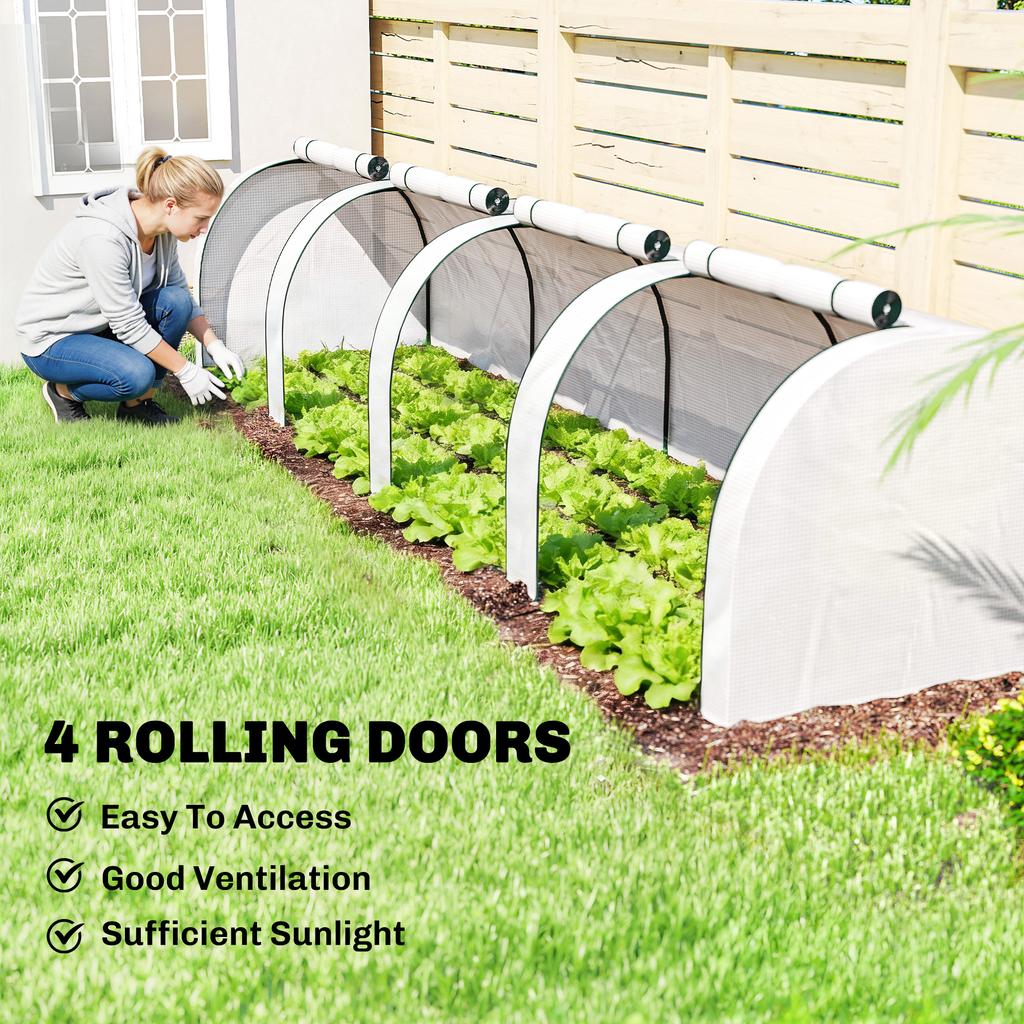 395 x 100 cm Low Tunnel Greenhouse - White