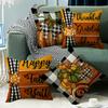 Autumn New Pumpkin Letter Linen Waist Cushion Cover Sofa Decoration Thanksgiving Bedroom Pillow Cover