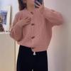 Korean Academy Style Round Neck Knit Cardigan with Horn Buttons for Women - Fall 2025