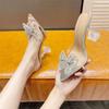 Pesstwei Sandals Street Mules Shoes Crystal Women Pumps Transparent High Heels Size 35-41