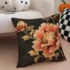 Delicate Peony Pillow Chinese Flower Decor Cushion Cover Throw Pillow Cover Hidden Button Durable Polyester Chair Cushion